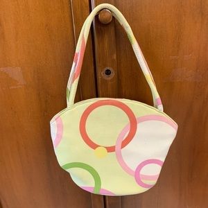 Margaret Smith vintage mini bag purse canvas hinged snap closure 8x6 7in drop